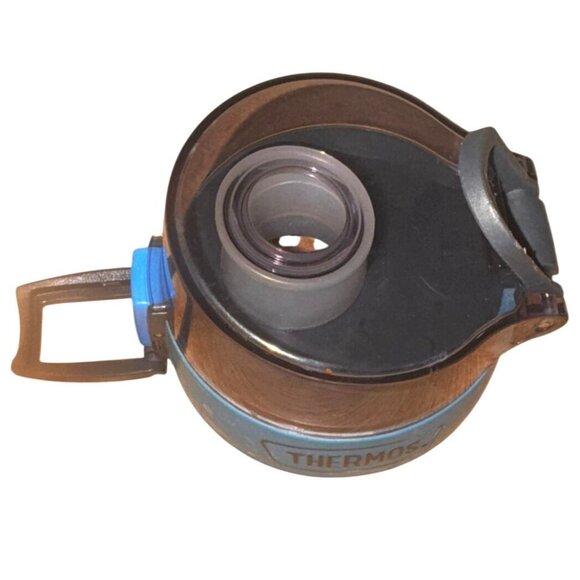 Thermos Stainless Steel Travel Mug 24 Oz Blue Grip Spill-Proof Lid - Picture 4 of 8